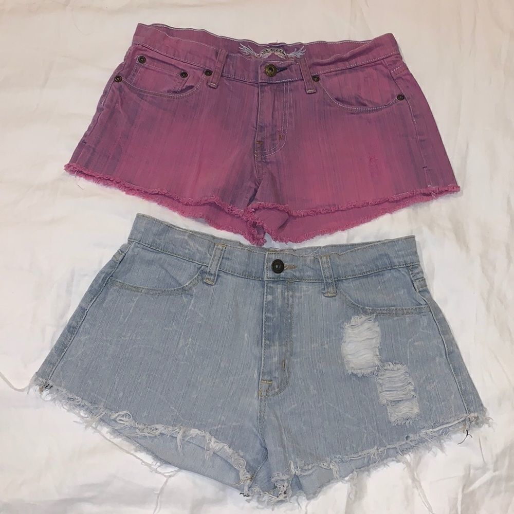 Two pairs of girls So Nikki distressed shorts